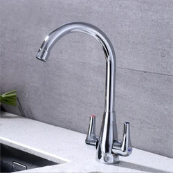 1PC Brass Hot and Cold Kitchen Faucet Znic Alloy Double Handle Double Open Single Hole Double Control Sink Tap
