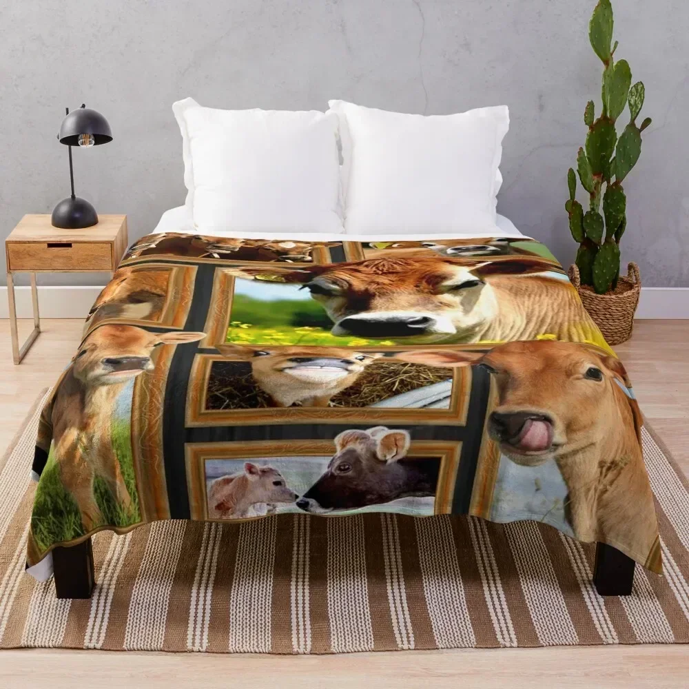 

Cute Jersey Cows Farmer Throw Blanket Shaggy Furry Soft Blanket for Bedroom Living Room