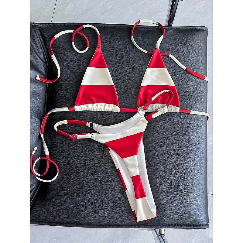 

2026 New European Color Block Bikini Set, Sexy Two Piece Swimwear for Women, Summer Beach Pool Vacation Cross Border Swimwear