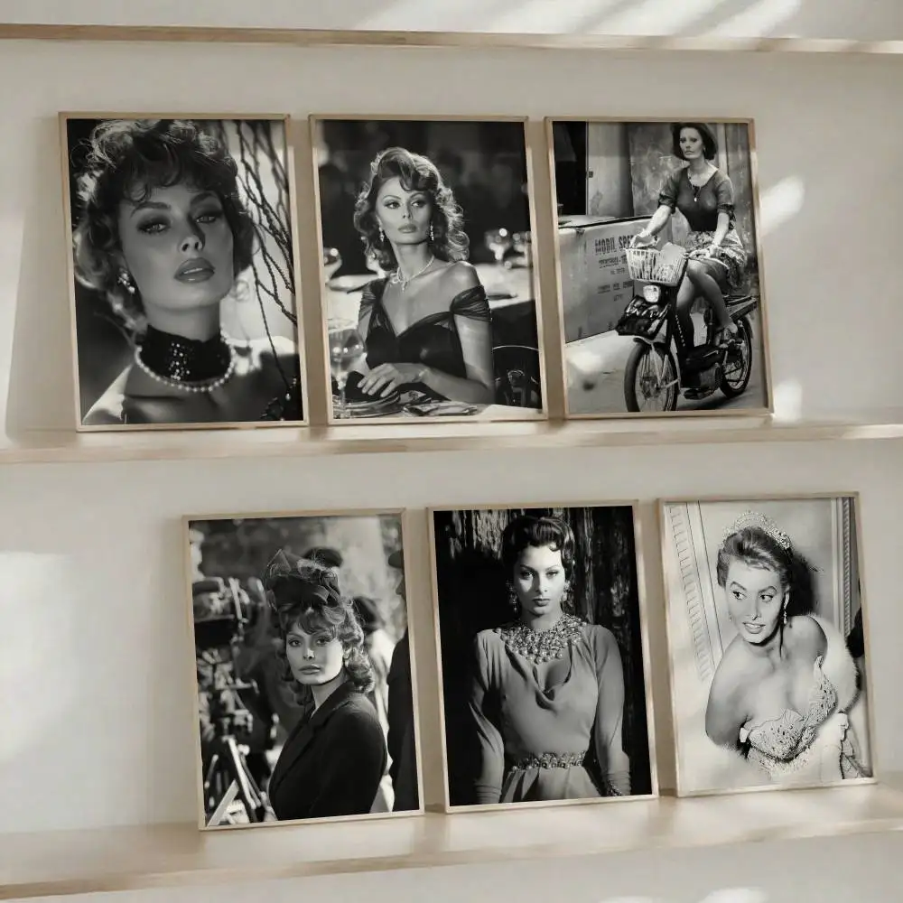 Italian Actor Sophia Loren Posters High Quality Self-adhesive Wall Art Decorations Color Prints Sticky