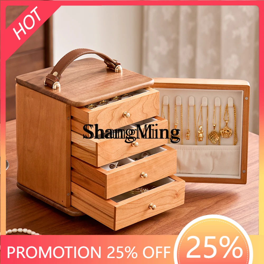 

FG Black Walnut Solid Wood Jewelry Box Multi-layer Storage High-end Large Capacity Earrings Necklace Hand Jewelry Box
