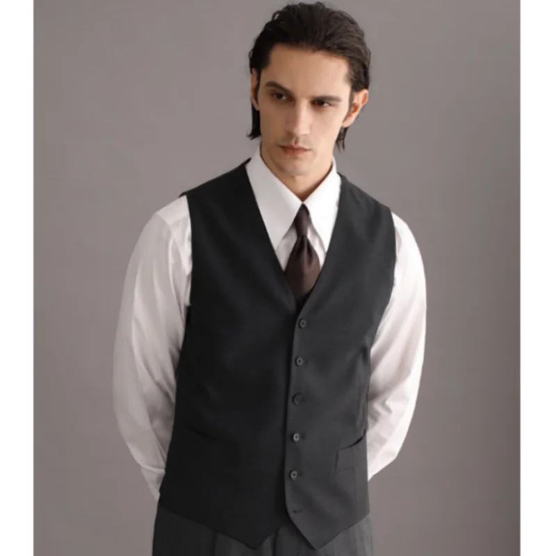 Vest Male  V-neck Sleeveless Business Casual Style Gentleman Retro Style 2023 New Product Warm Jacket Steampunk