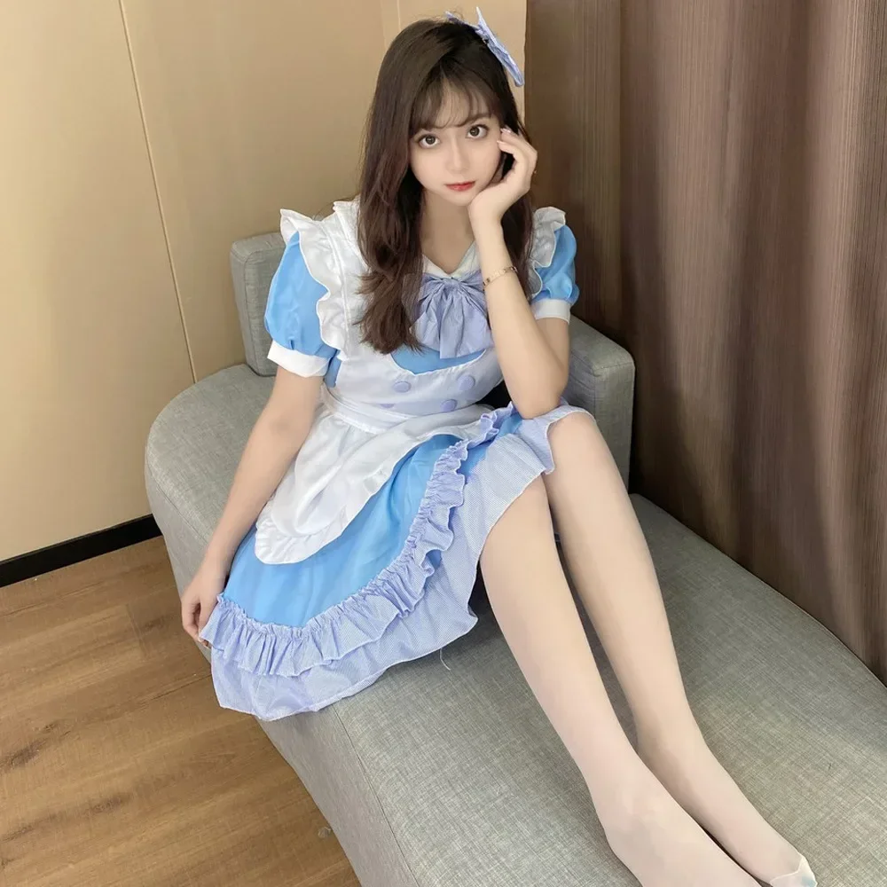 Tenue de femme de chambre japonaise Kawaii pour femme, robe Lolita, olympiques de cosplay Anime à volants doux, uniforme d'écolière sexy d'Halloween