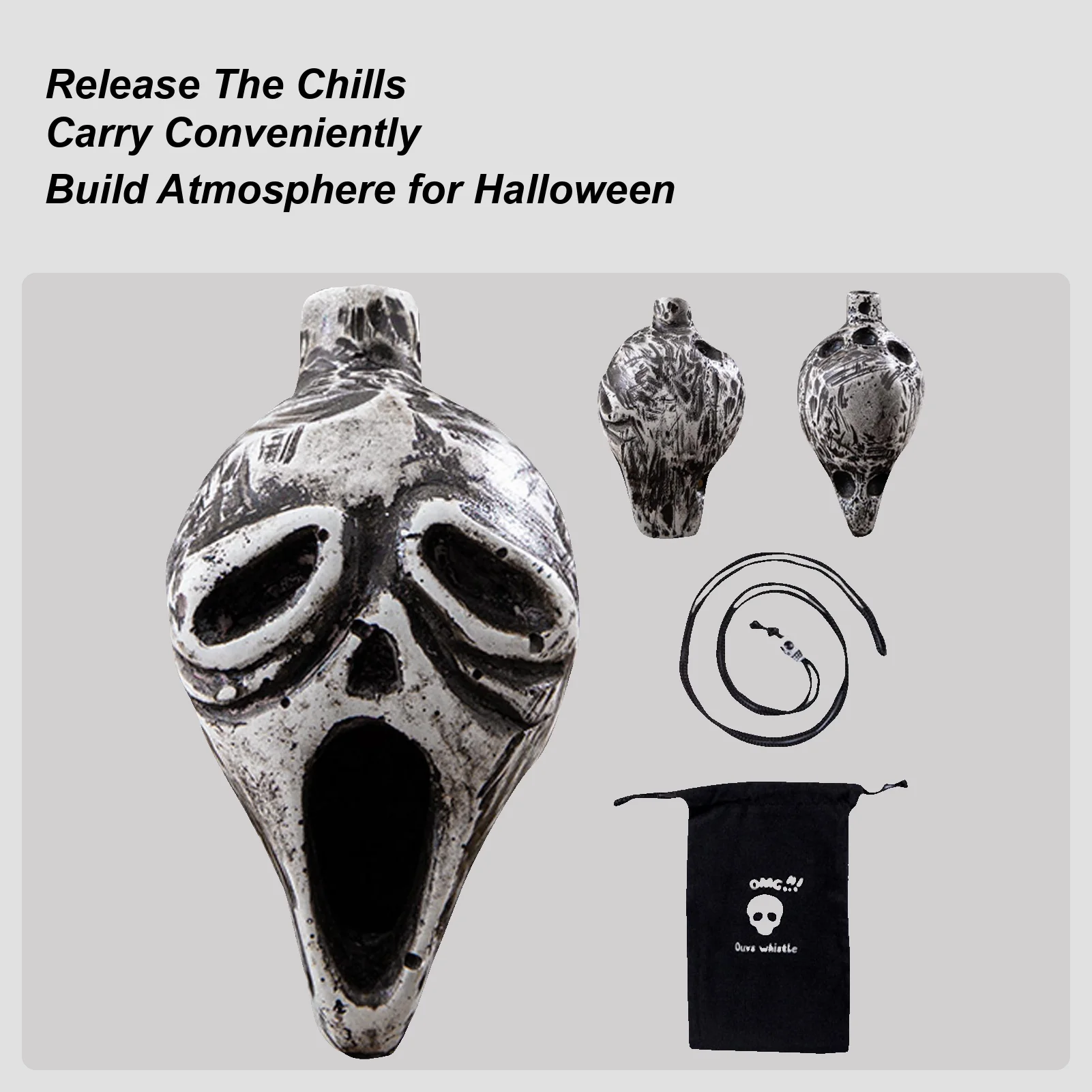 

Aztec Death Whistle With Human Scream Loudest Halloween Sound Instrument Skull Art Decor For Scary Party Prank Collectible Gift
