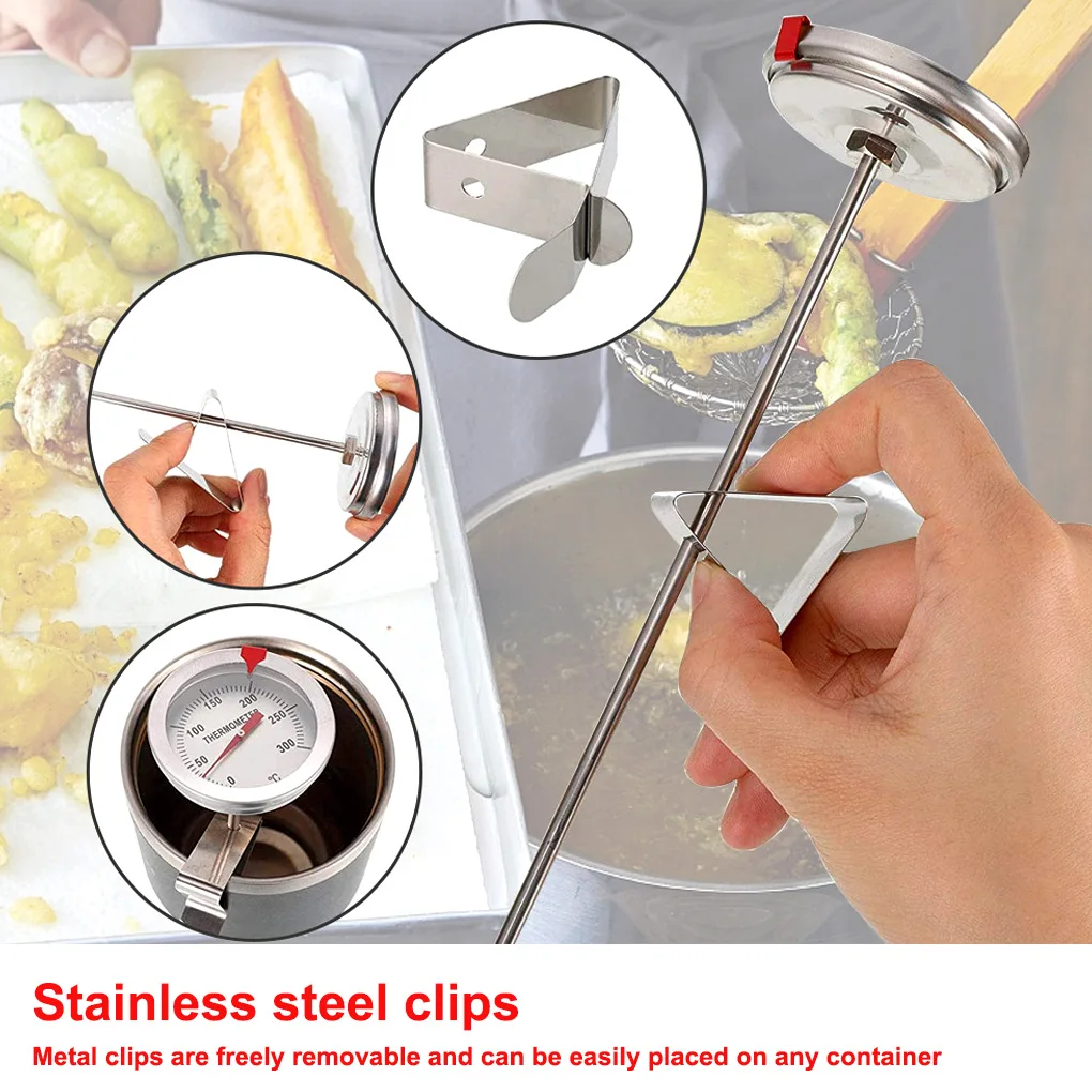 Stainless Steel Frying Cooking Thermometer Food Meat BBQ Grill Temperature Gauge Milk Chocolate Measuring Professional Bakery