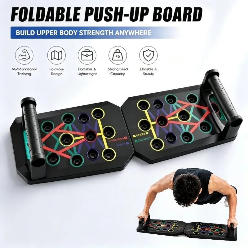 1Pcs Foldable Push Up Board Color-Coded Pushup Handles Portable Home Gym Fitness Equipment for Chest Triceps Back Muscle Workout