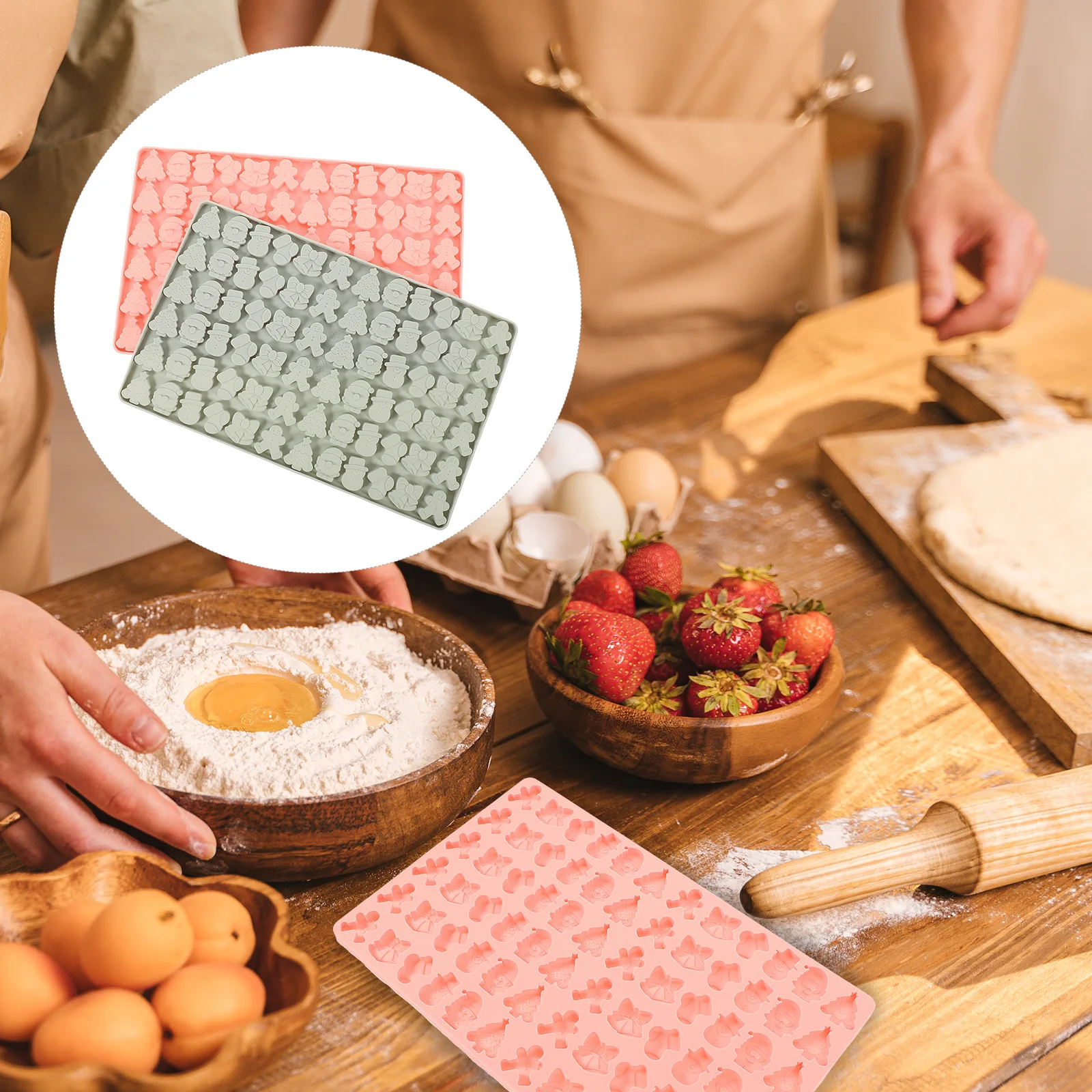

2pcs Silicone Baking Mold Dog Treat Molds Christmas Pet Treats Diy Snack Freezer Homemade Easy Clean Non Stick Flexible