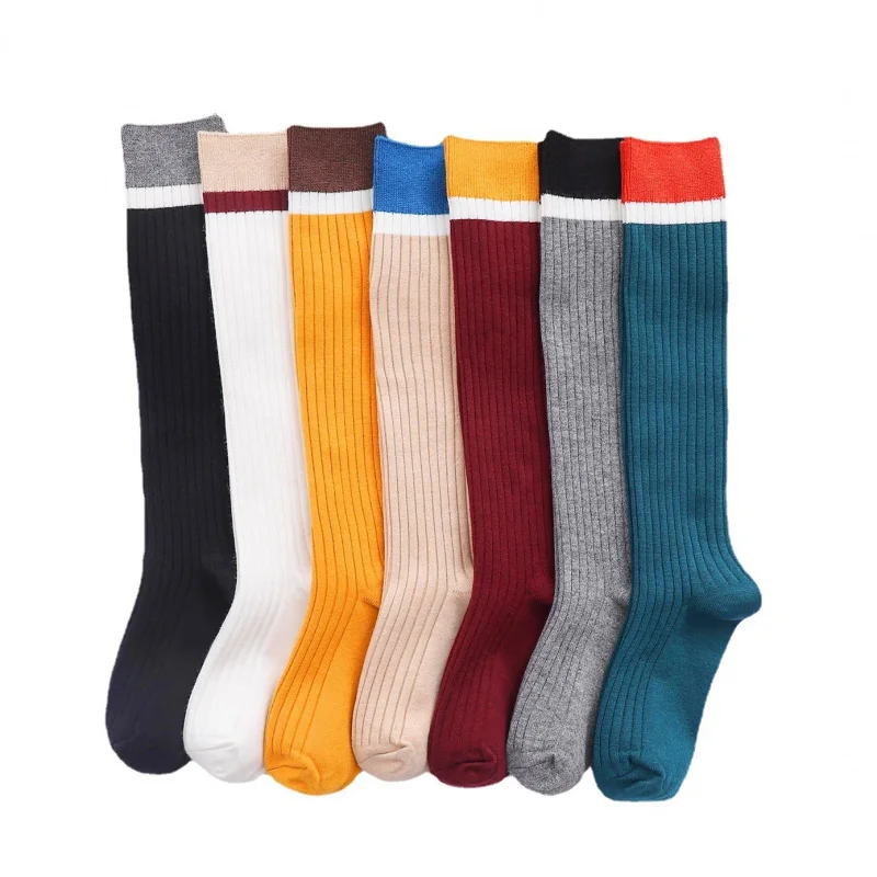 Autumn and Winter Cashmere-like Striped Color Matching Tube Socks Calf Socks All-Matching