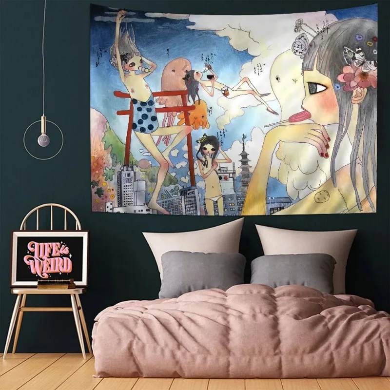 Aya Takano Cartoon Tapestry Art Science Fiction Room Home Decor Wall Hanging Sheets