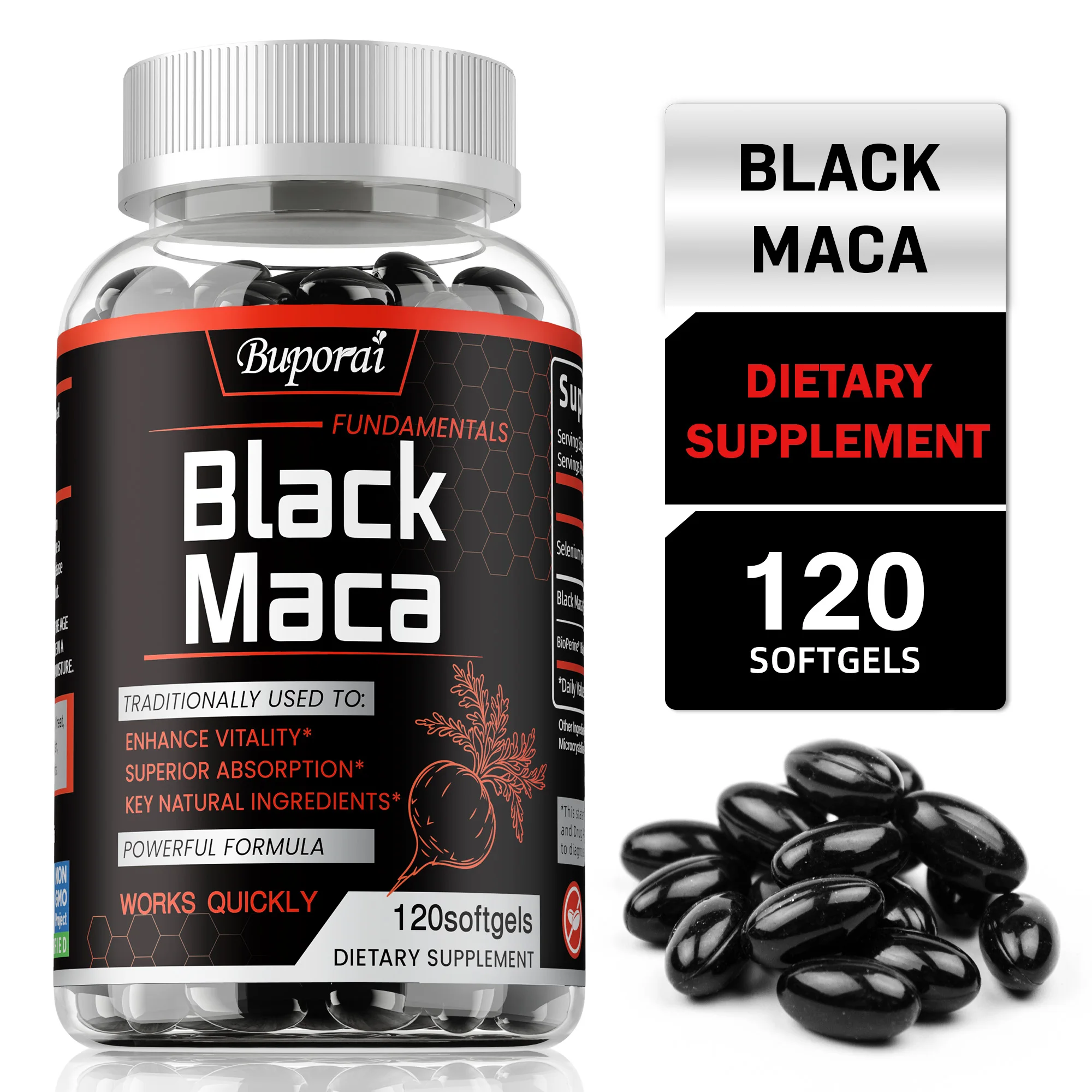 

Black Maca Supplement - Increases Muscle Mass, Endurance and Vitality, Hormonal Balance, Improves Mental Clarity