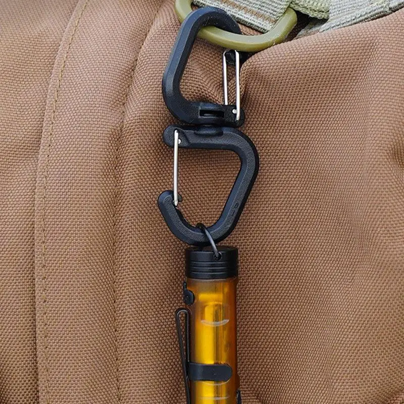 360 Rotating Double Carabiner Swivel Keychain Carabiner Multi-Use Outdoor S Chain Hooks Portable Backpack Locking Hooks