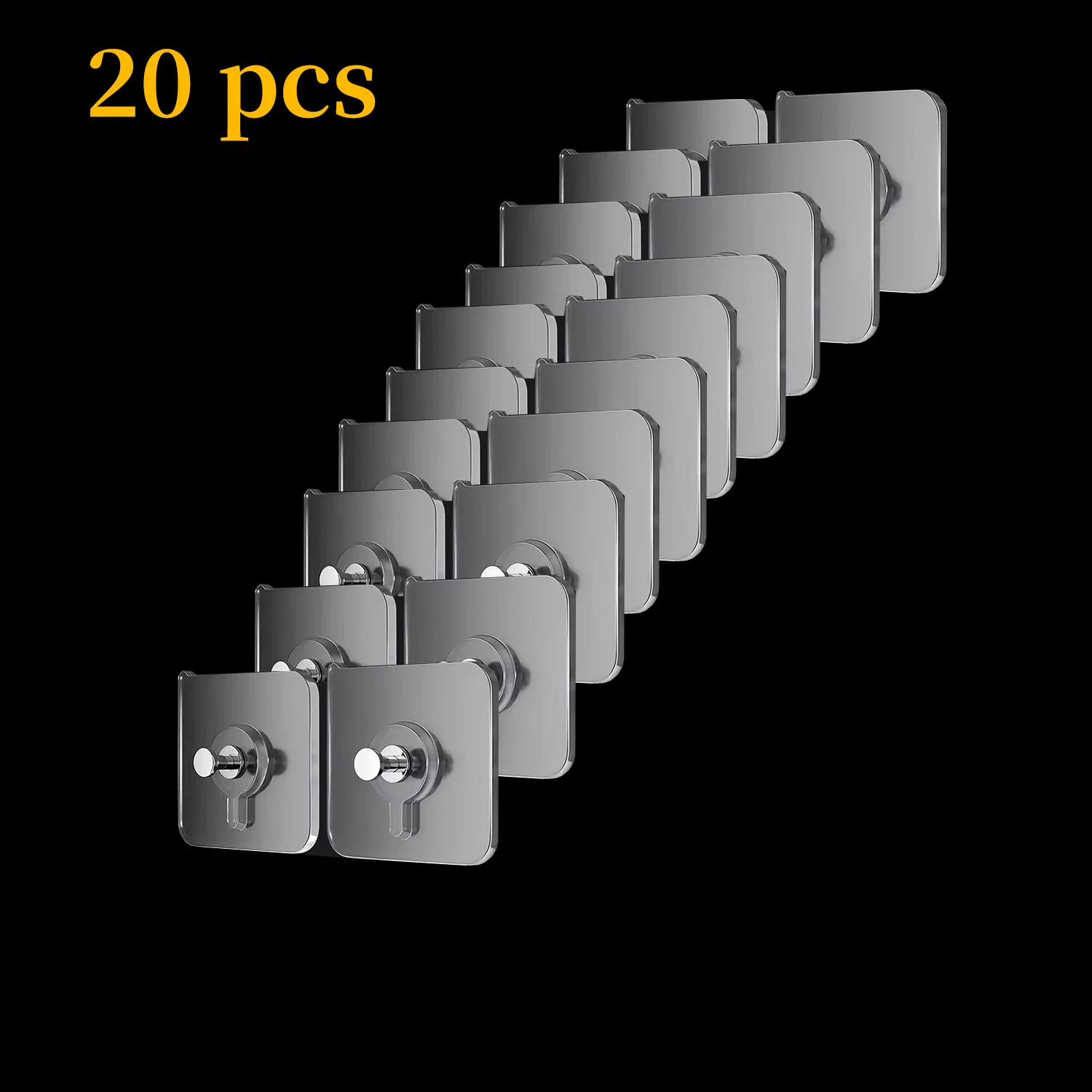 20Pcs Heavy‑Duty Adhesive Hooks, No‑Drilling Wall Hooks for Photo Frames, Posters, Wall Clock, Waterproof Hanging Hooks