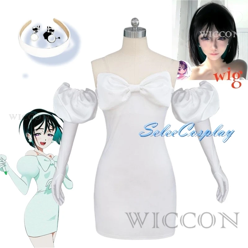 Anime Alien Stage Sua Cosplay Costume Women Cute White Dress Headwear Fancy Party Clothing Halloween Carnival Uniforms