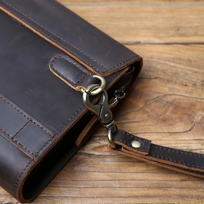 Nzpj Vintage Echt leder Herren Clutch Tasche verrückte Pferd Leder Handy tasche natürliche Top Layer Rindsleder Brieftasche für 8-Zoll-iPad – Detail 13