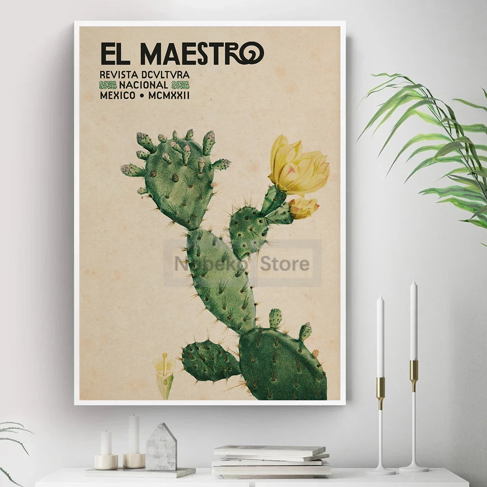 Vintage Mexico Cactus Posters El Maestro Mexico Prints Canvas Floral Wall Art Pictures Home Room Latin American Artesania Decor