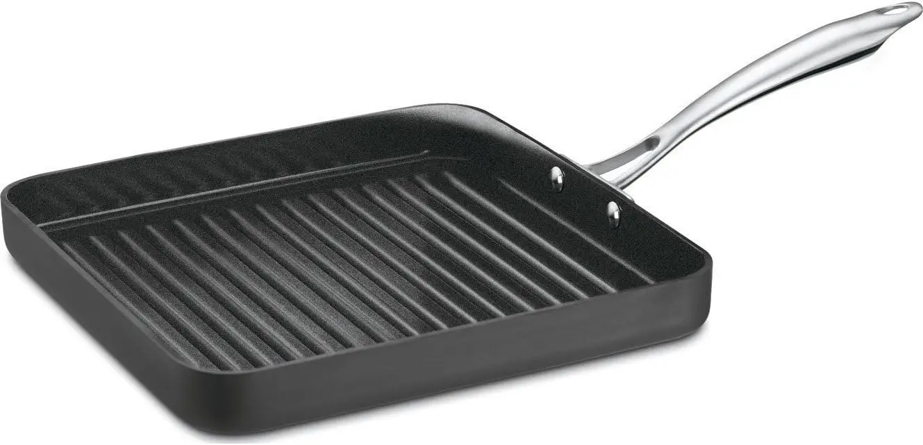 

11-Inch Square Grill Pan, Hard-Anodized Nonstick, Oven Safe for Energy-Efficient Cooking