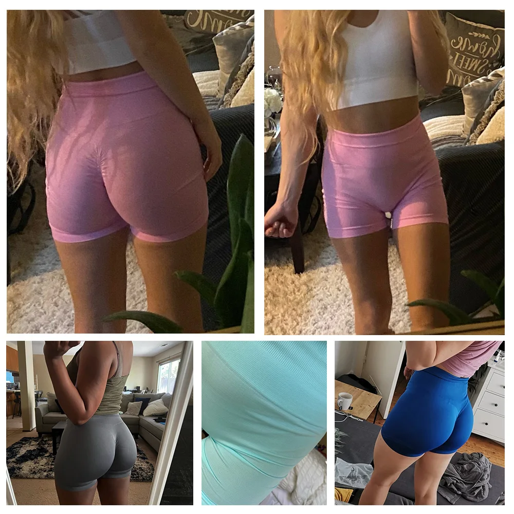 Seamless High Waist Push Up Shorts For Women Breathable Leggins Sexy Scrunch Bum Tights Gym Fitness Cycling Biker Sport Shorts