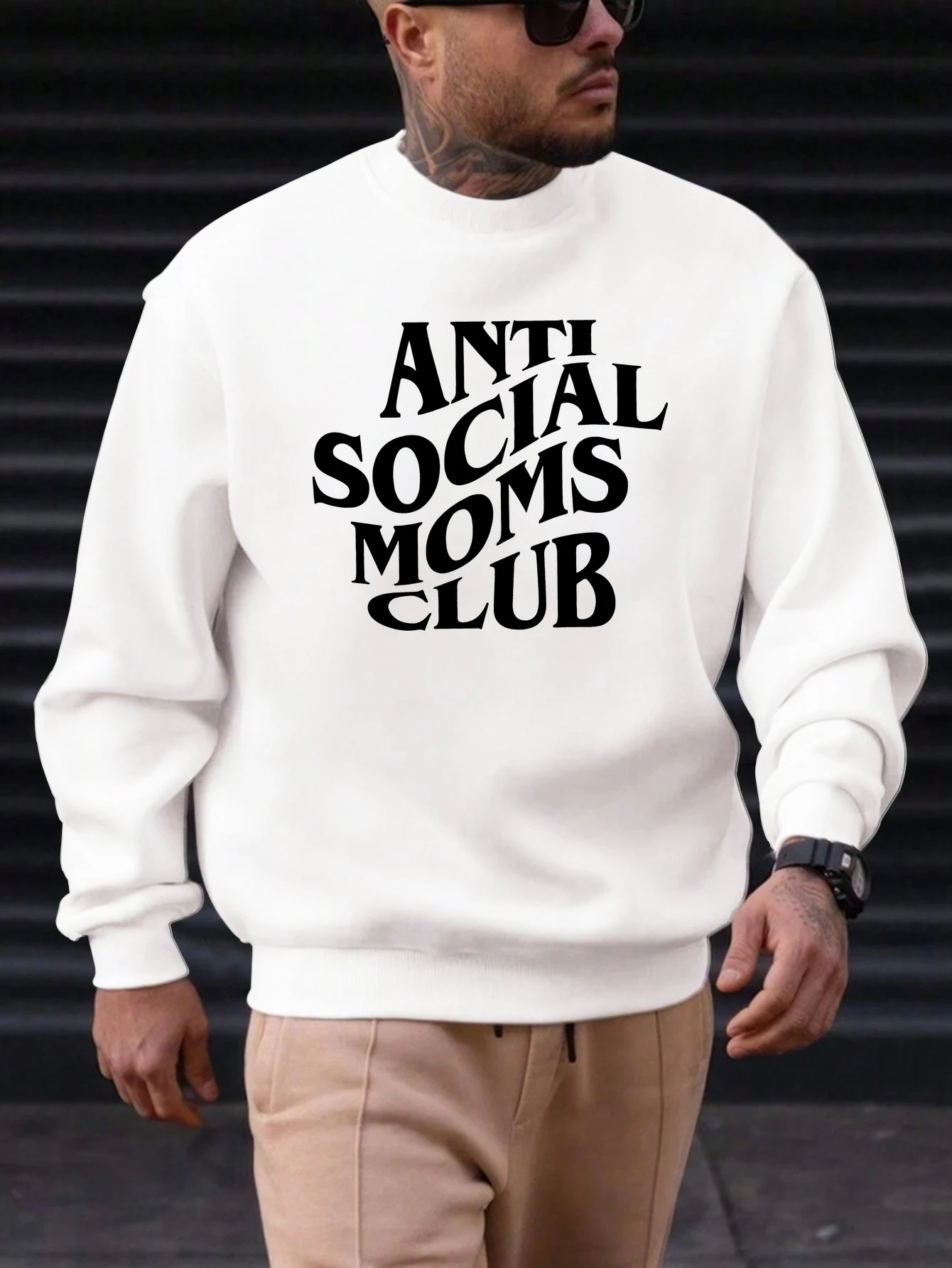 

Pop Men's Cotton Round Neck Sweatshirt English Font Pattern Printing 2025 New Trending Fashion Casual High Quality Top Clothing