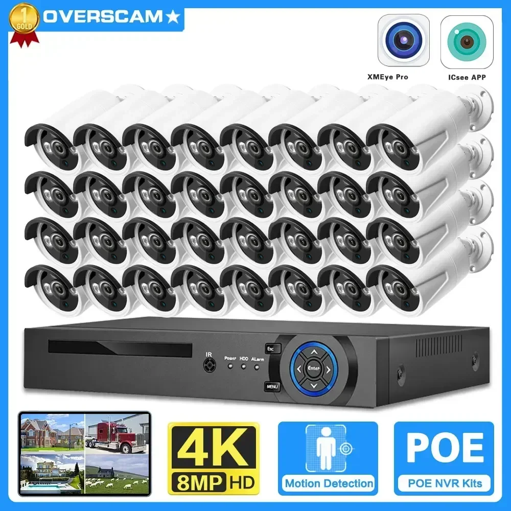 

H.265 32CH 4K Ultra HD NVR kit 8MP POE Security Camera System 4K Audio Record Indoor Outdoor CCTV Video Surveillance Camera Kit