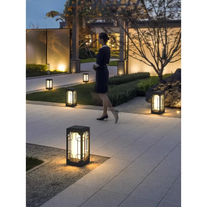 Milolan New Chinese Floor Lamp Solar Courtyard Lamp Lawn Lamp Outdoor Waterproof Lamp Garden Villa Pillar Headlight