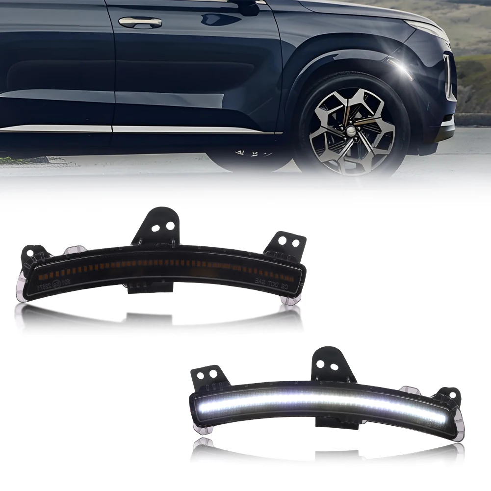 

2PCS Front Fender Light Side Marker Light Turn Signal Light Reflector Light With Full LED For 2020 2021 2022 Hyundai Palisade ﻿