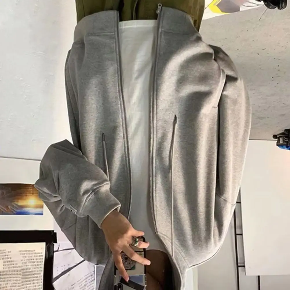 

Breathable Sweatshirt Jacket Polyester Fiber Sweatshirt Men's Stylish Hooded Jacket for Spring Autumn Casual Zip-up for Sports