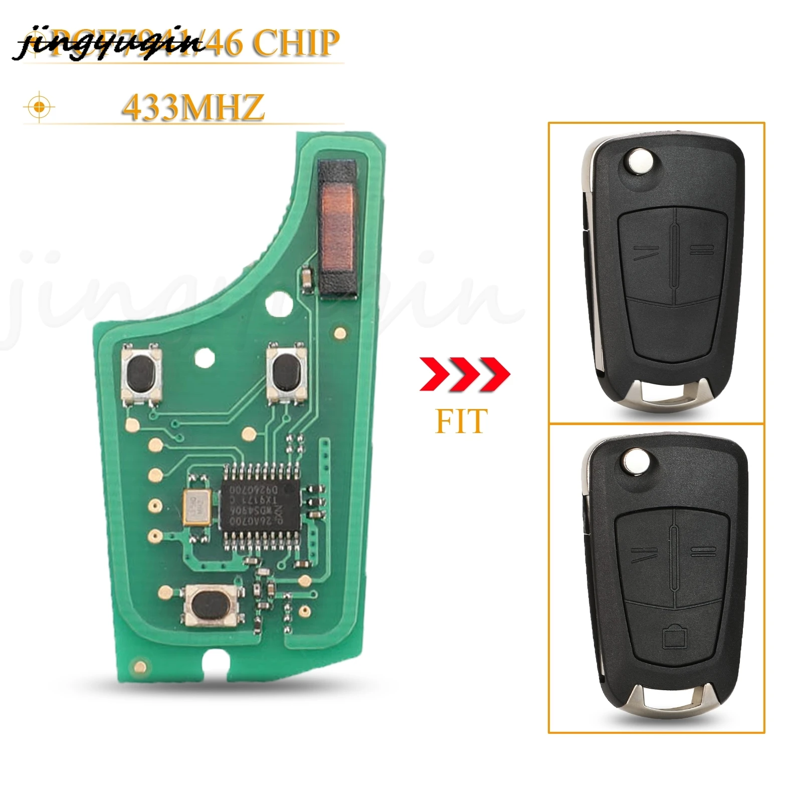 jingyuqin 433Mhz Remote Car Key Circuit Board ID46 PCF7941 Chip For Opel Vauxhall Astra H 2004-2009 Corsa D 2007-2012