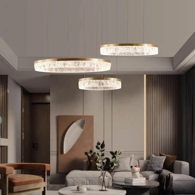 Nordic Ring Chandelier Resin Texture Lampshade Light Luxury Modern Ceiling Lamp for Villa Duplex Living Room Dining Room Bedroom