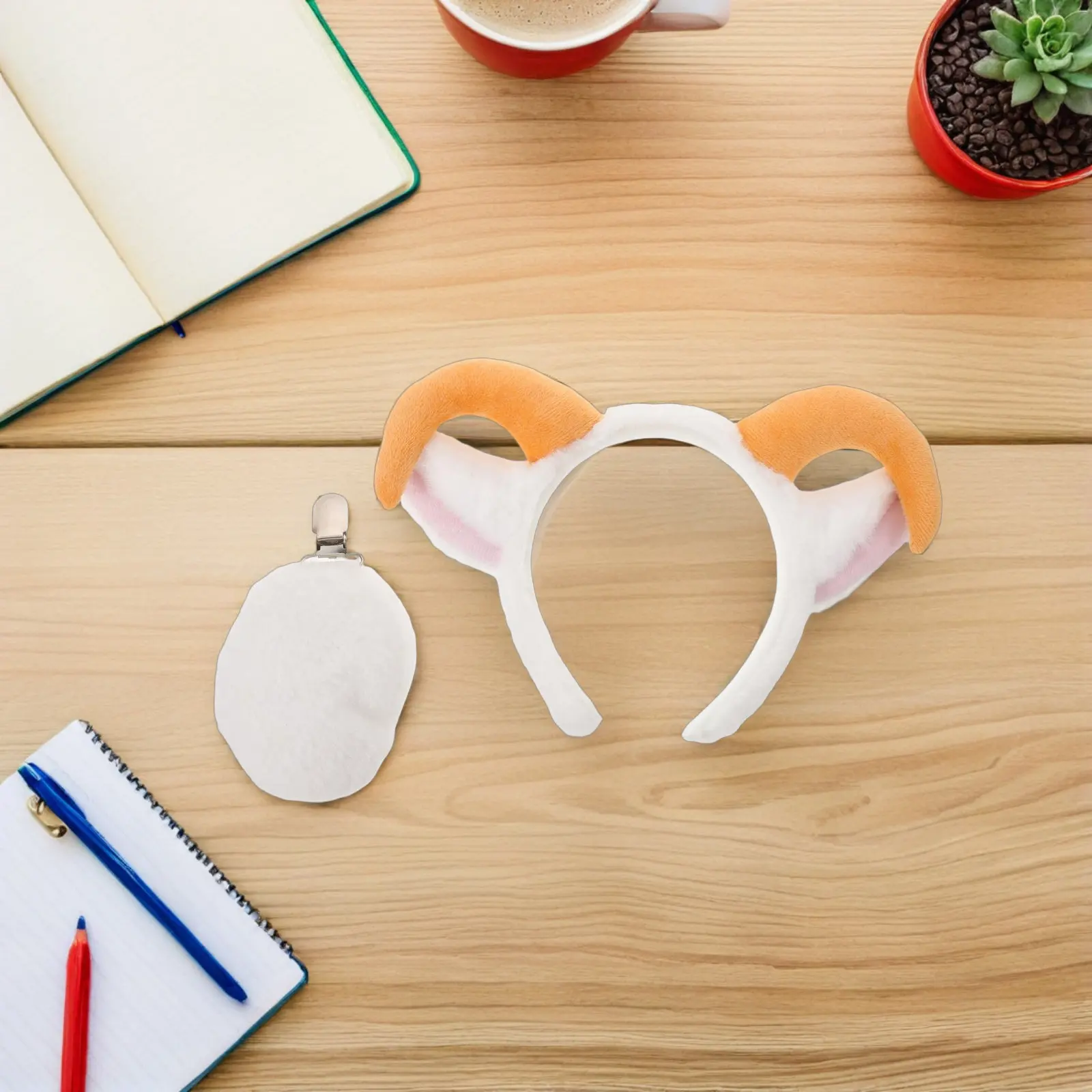 Conjunto de Acessórios de Orelhas de Cordeiro com Tiara e Cauda para Fantasia de Animal, Adereço de Ovelha Fofo para Mulheres, Homens, Crianças, Festas e Fazendas