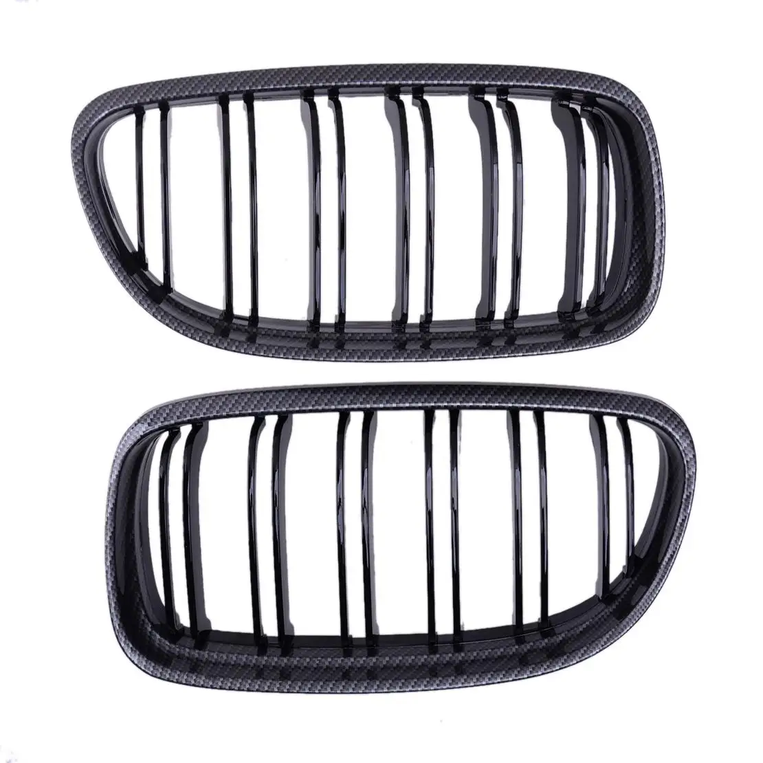 

1 Pair Carbon Fiber Style Double Slat Front Kidney Grille Fit for BMW E90 E92 E93 M3