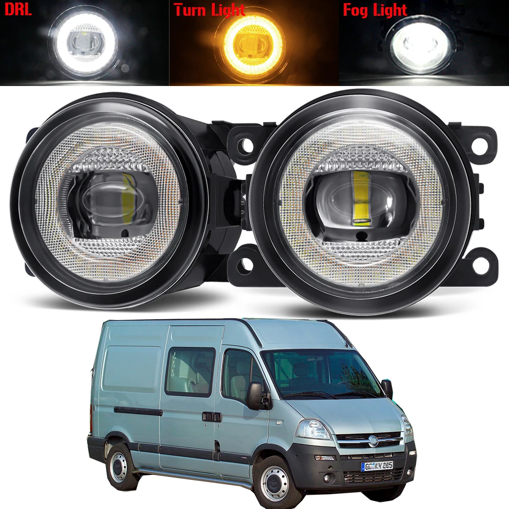 

2 X 3IN1 Car LED Angel Eye Fog Light Assembly DRL Fog Turn Signal Daytime Running Lamp DRL For Vauxhall Opel Movano 2000-2010