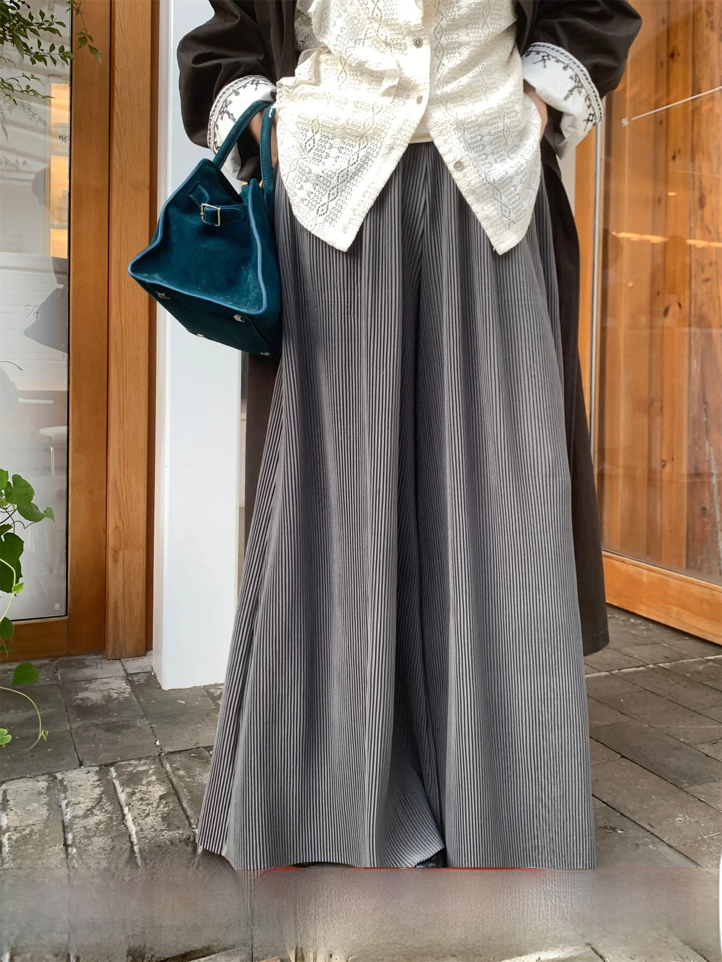 

Wang's High Waist Straight Leg Wide Leg Casual Pants Women's Loose Fit Autumn Faion Slimming Long Trousers Casual Sle