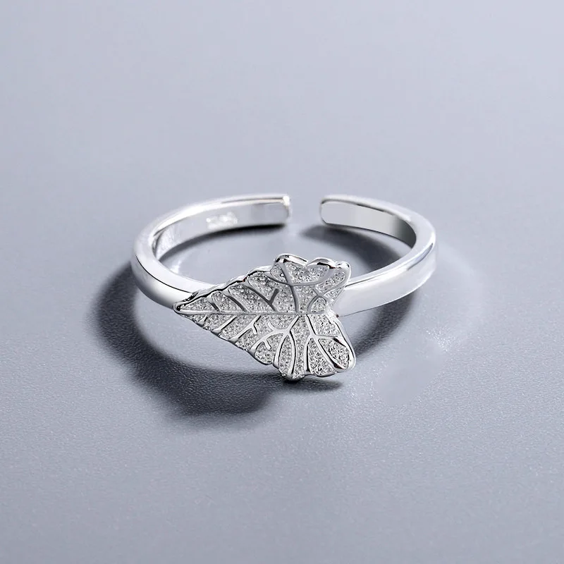 Creative Fashion 925 Sterling Silver Jewelry Female Personality Maple Leaves Temperament Rings R282