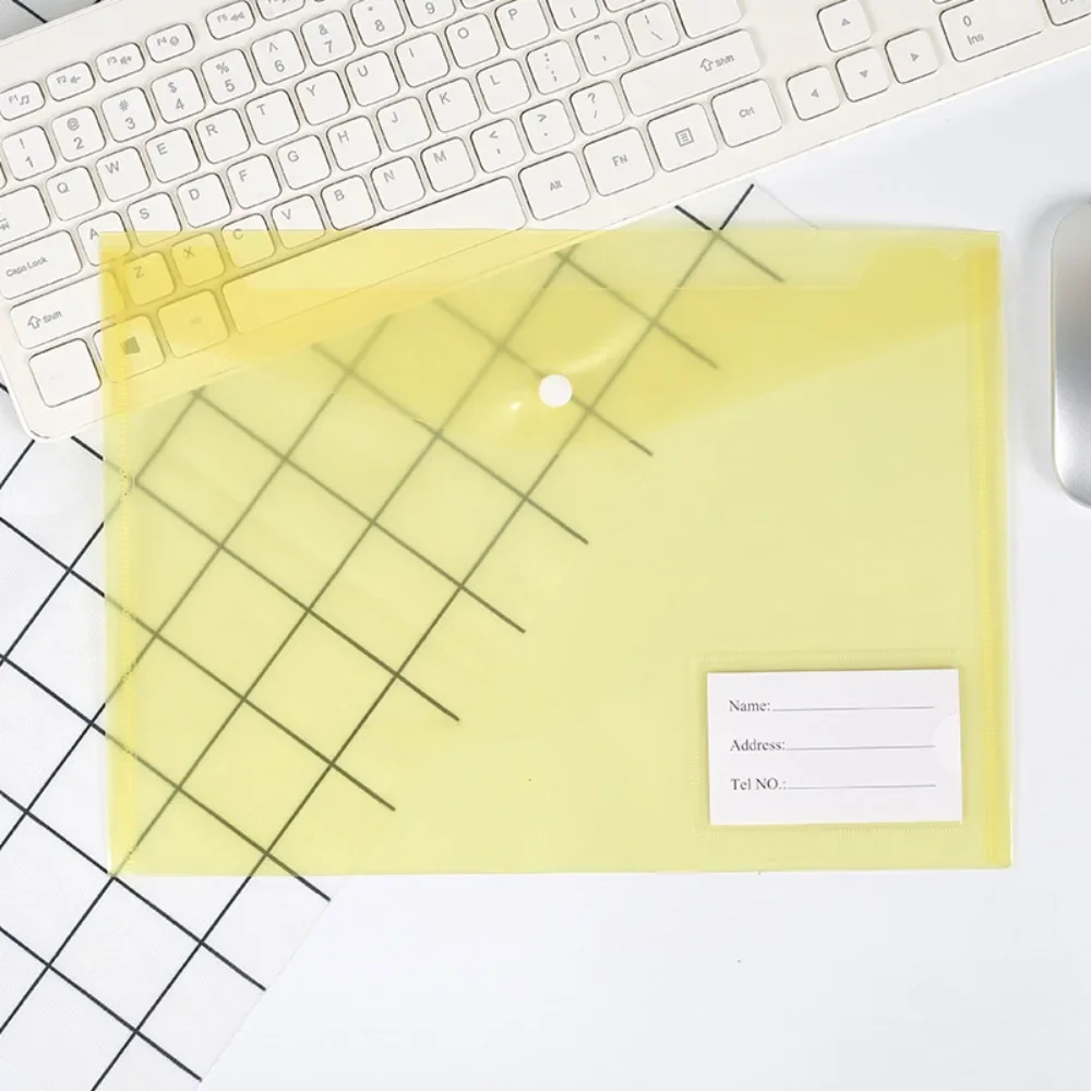 1Pcs with Label Pocket A4 Binder Pocket Clear Transparent Document Files Folders Plastic Snap Button Envelope Popper Wallets