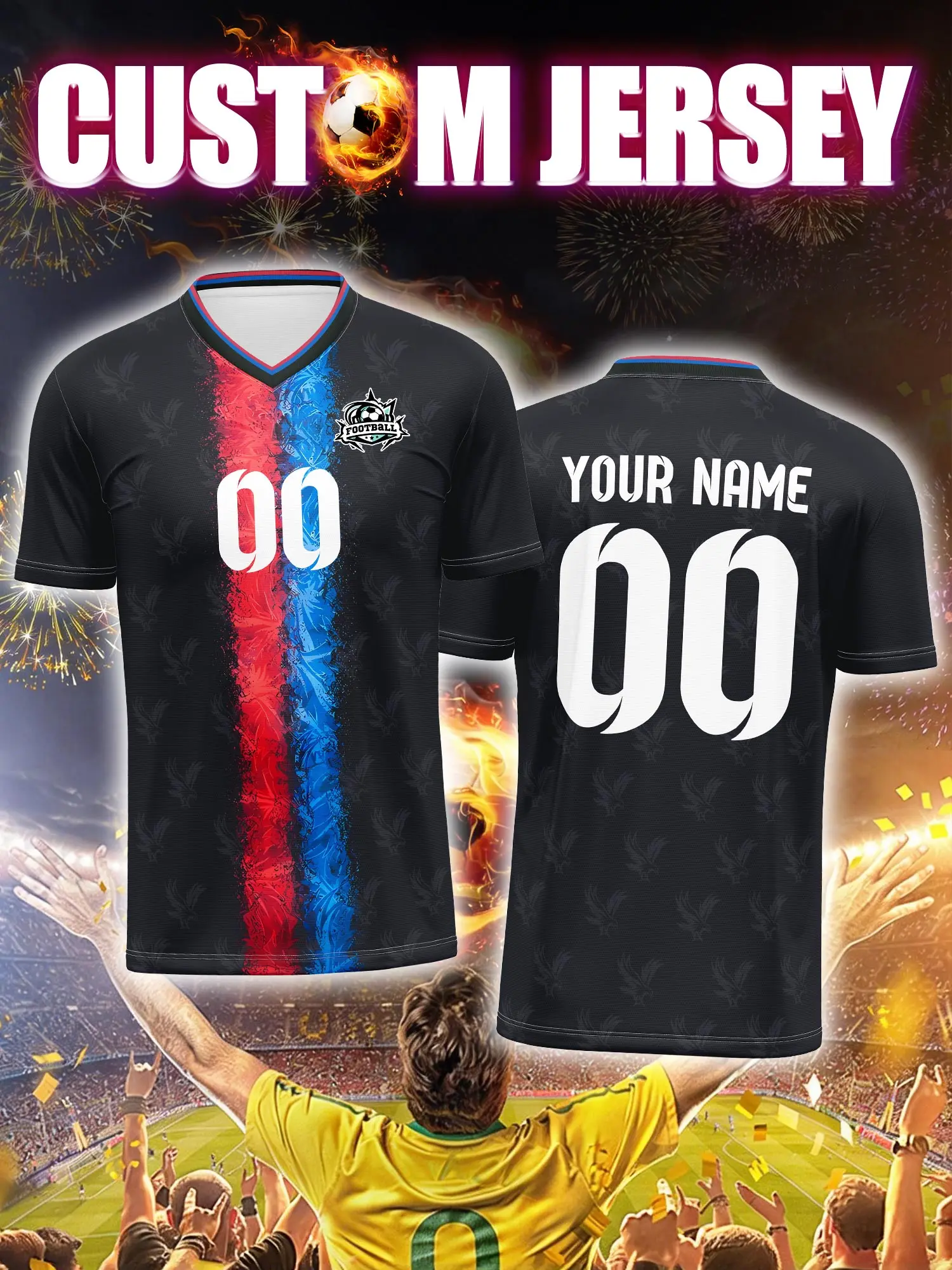 

Футболка для футбола с индивидуальным изображением, номером и именем, для тренировок, для любительских команд, для спортсменов.