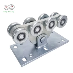 2pcs sliding gate cantilever roller wheel ,cantilever gate carriage roller with 8pcs roller.Galvanized surface,Rail door pulley