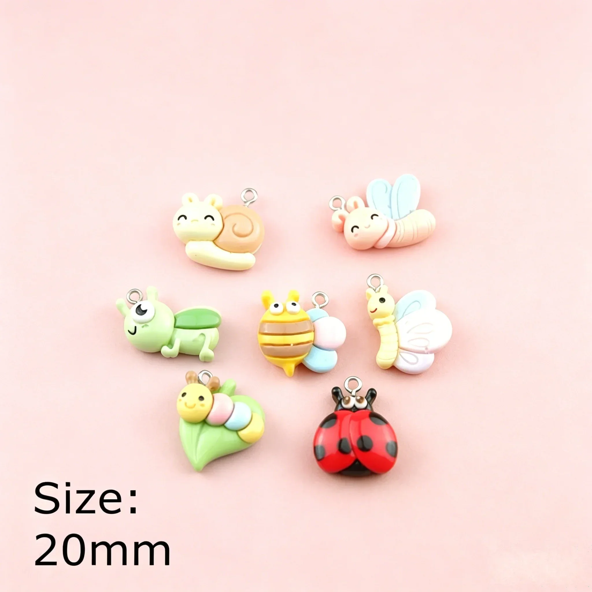 10Pcs Lovely Mini Insect Resin Pendants Bee Ladybug Snail Charms For DIY Handcraft Necklace Bracelet Jewelry Findings