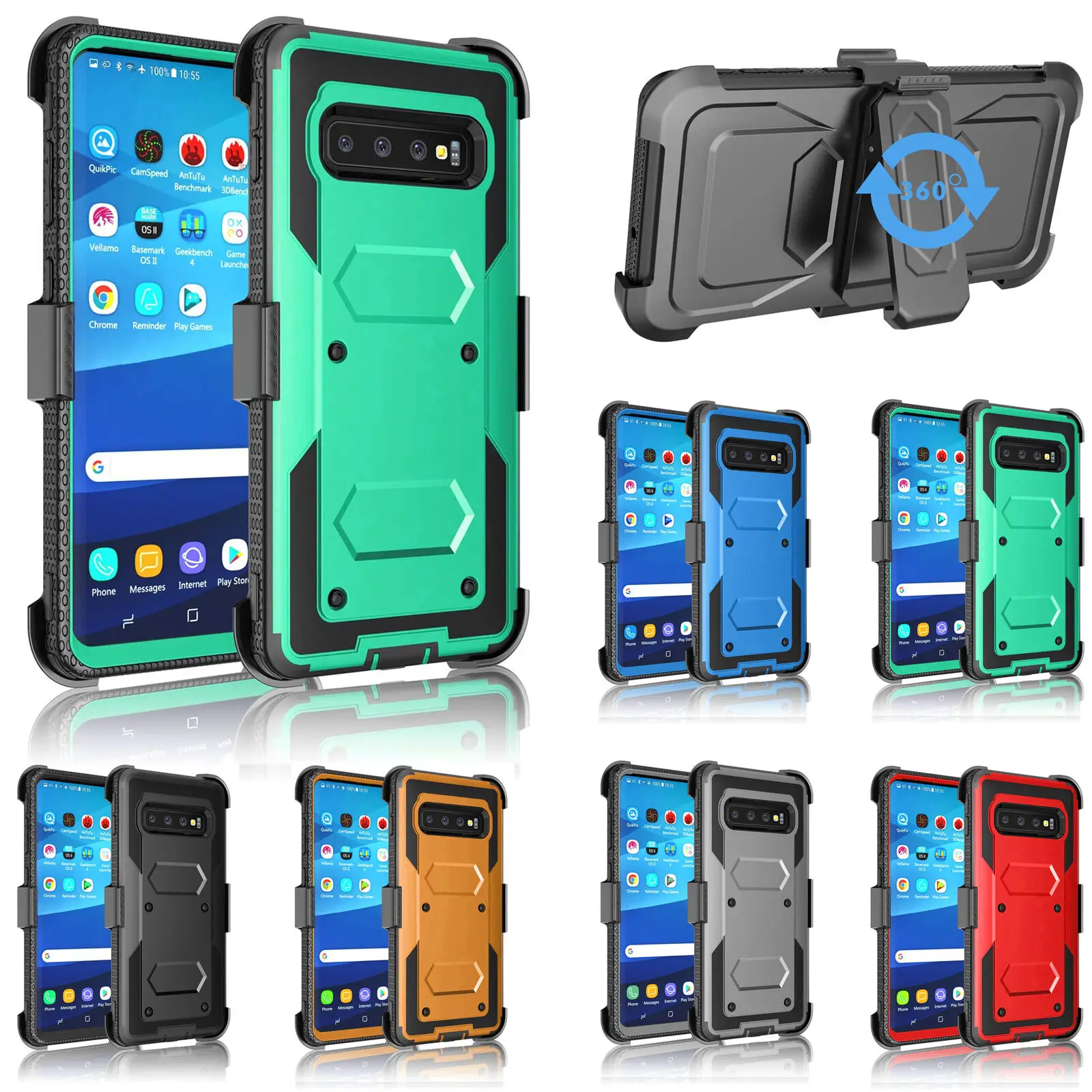 3 in 1Heavy Tough Rugged Armor Shockproof Shockproof Armor Clip Holster Stand Case For LG G8 LG V60 ThinQ+Tempered Glass