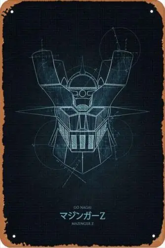 Mazinger Z blueprint Anime Poster  Metal Tin Sign for Home Bar Pub Decor Gifts