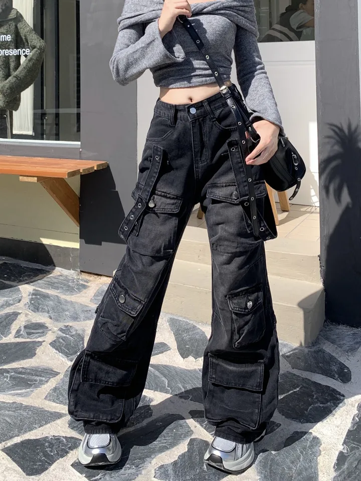 メンズ 00s y2k Coated Denim Pants Black Stads