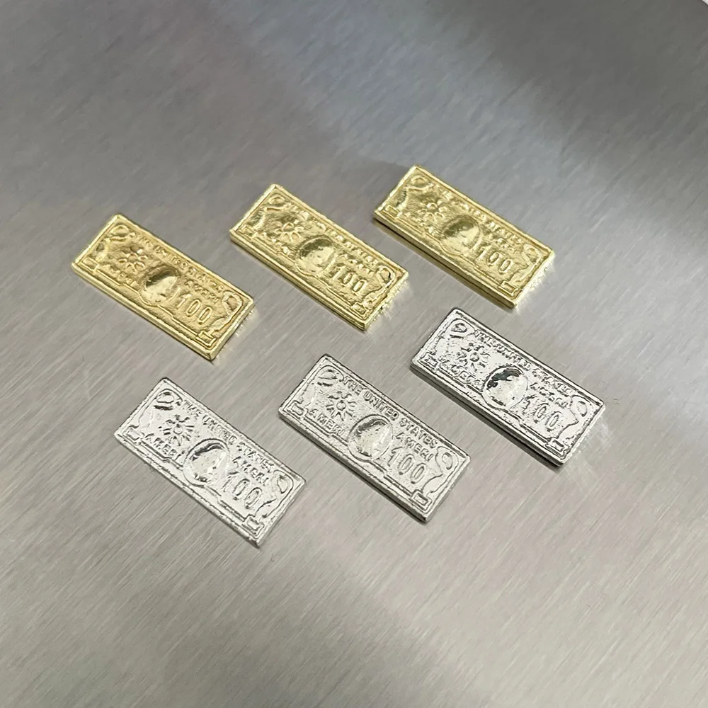 ペーパーマネー-パンク 100ドル ネイルチャーム 模造紙幣 メタルオーナメント ビーリッチ ゴールド シルバー マネーネイル 3D合金 404art