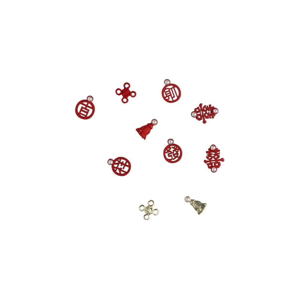 행운을 상징하는 중국 매듭, 중국 스타일 DIY 네일 장식, 진주 장식품, 새해 네일 아트, 네일 아트 합금 장신구