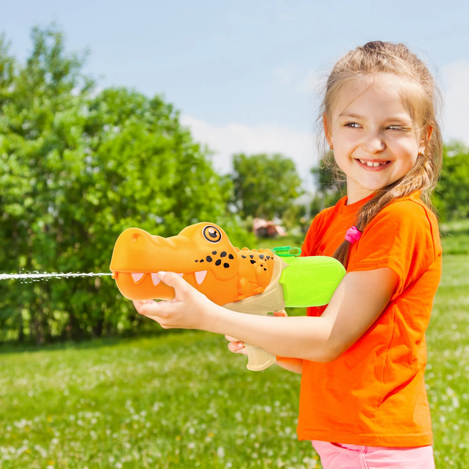 Pistola de agua de cocodrilo para niños, juguete de gran capacidad, al aire libre juego de agua para playa, Verano