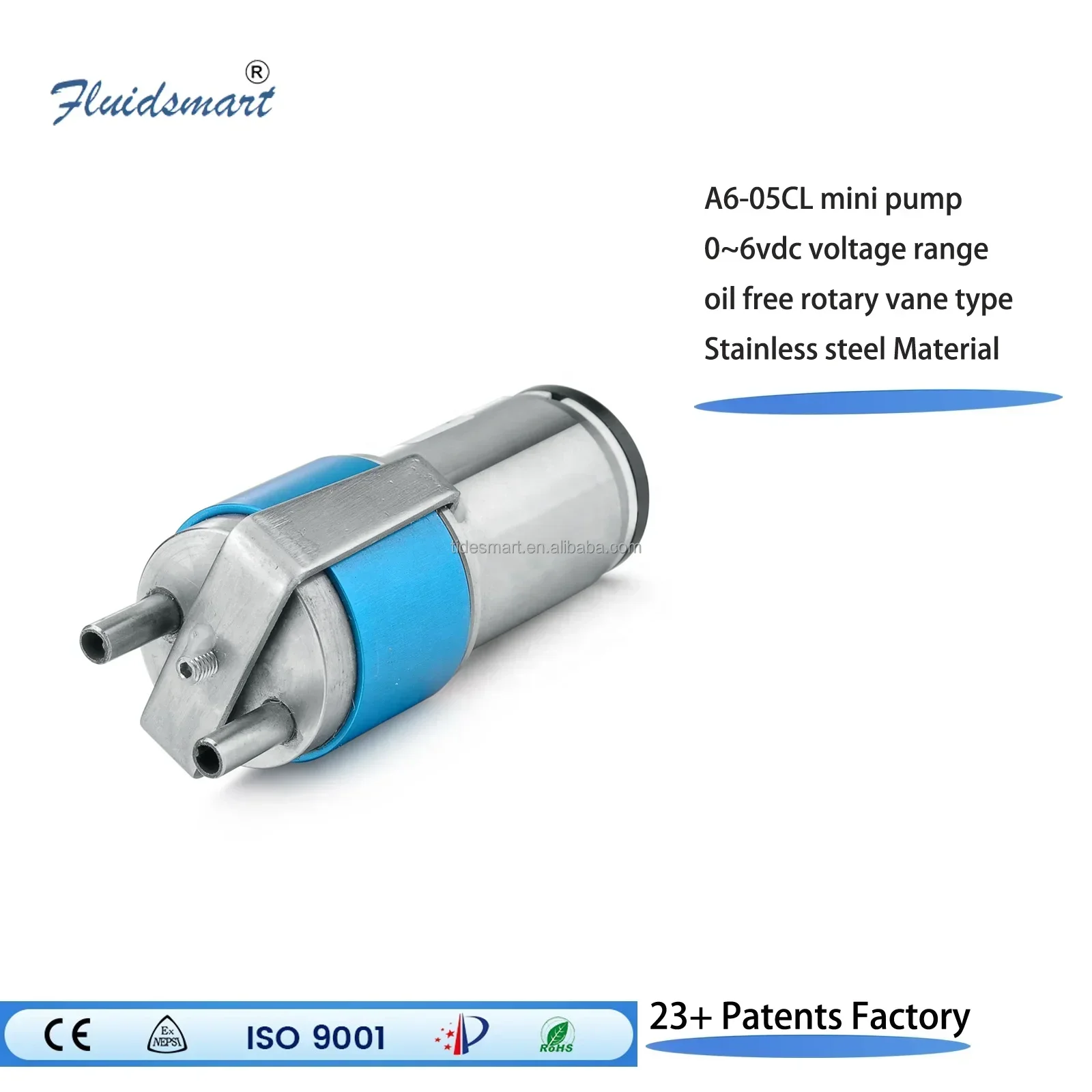 ปั๊มลมขนาดเล็ก 6 ลิตร/นาที 6 โวลต์ ดีซี ปั๊มสุญญากาศแบบโรตารี่ไร้น้ำมันสำหรับเครื่องนับอนุภาค - มอเตอร์ไร้แกนไหลคงที่ ใบพัดสีขาว