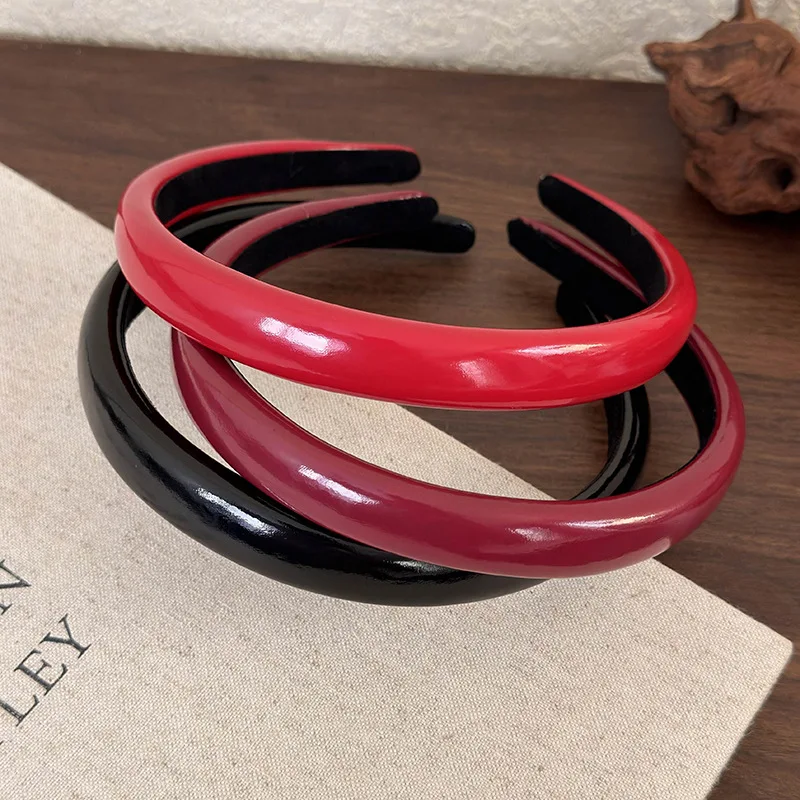 

Leather Headbands Retro Red Hairbands Headband for Women Fashion Hair Hoop Hair Bands Female Hair Accessories Headwear Headdress