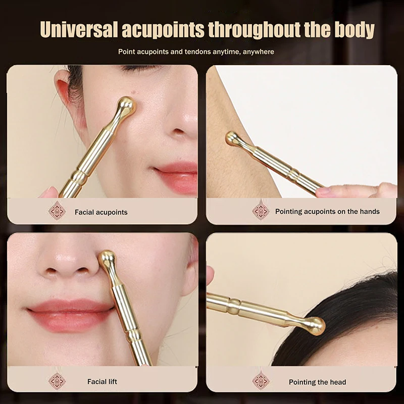 Brass Dual Head Facial Massage Stick Skincare Tool Acupressure Spoon Handheld Acupuncture Roller Body Massager Massage Bar