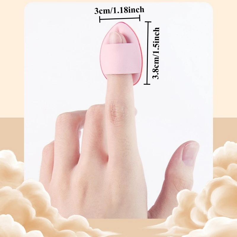 Mini Thumb Makeup Puff, Teardrop Beauty Sponge Finger Velvet Small Powder Puff Non-Absorbing Powder, Wet & Dry Use for Concealer