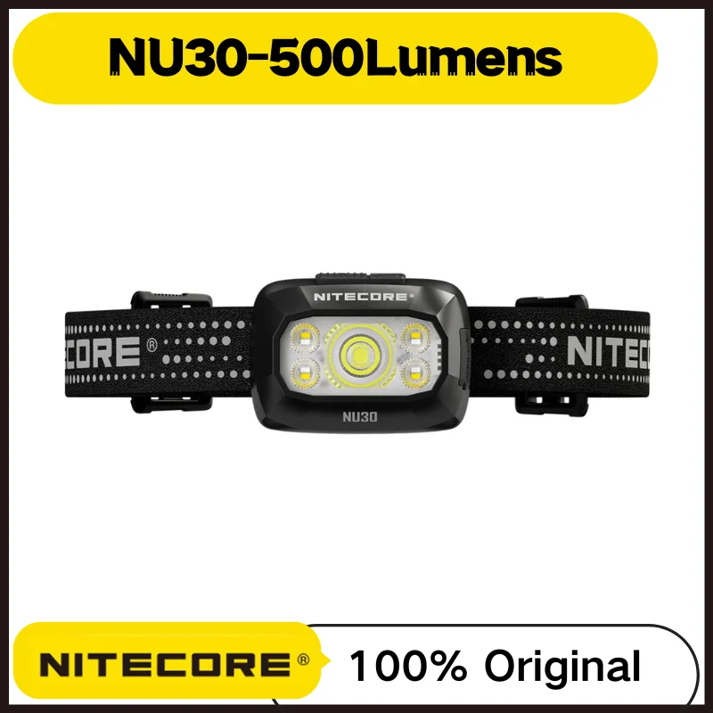 Nitecore NU30 Rechargeable Lightweight Headlamp 500Lumens 4-core UHE LED Waterproof Headlight Incldue Battery