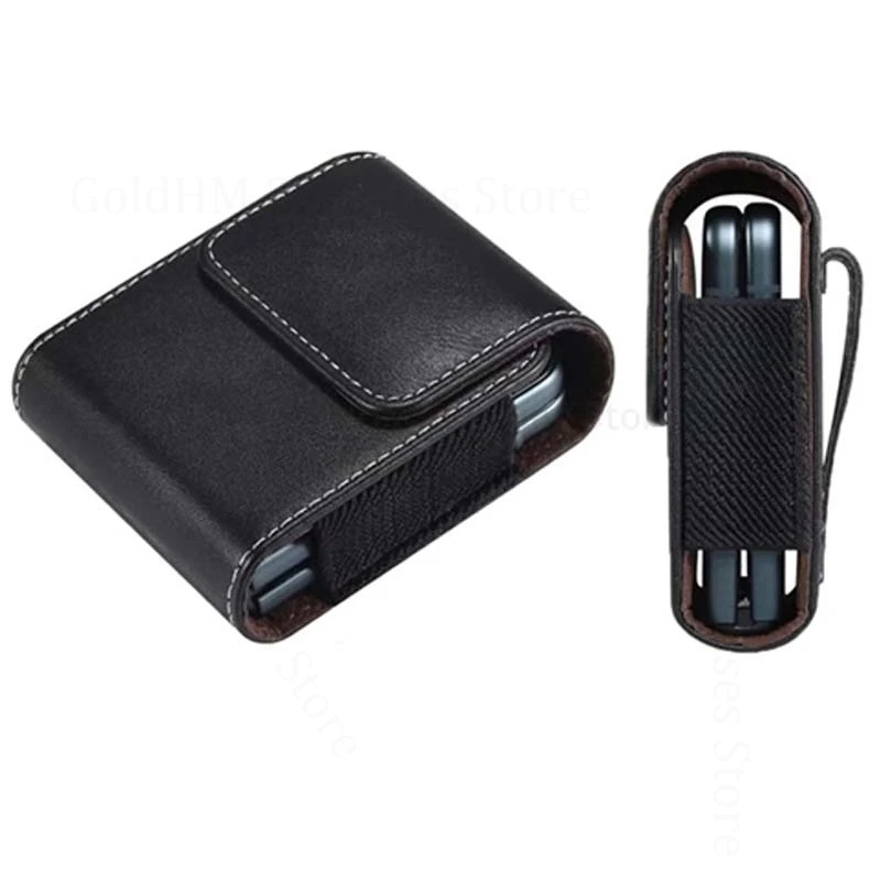 For ZTE nubia Flip 3 2 5G Magnetic Flip Phone Pouch Leather Case For ZTE Nubia Flip3 Cover Bag Loop Belt Waist Capa Nubia Flip 2