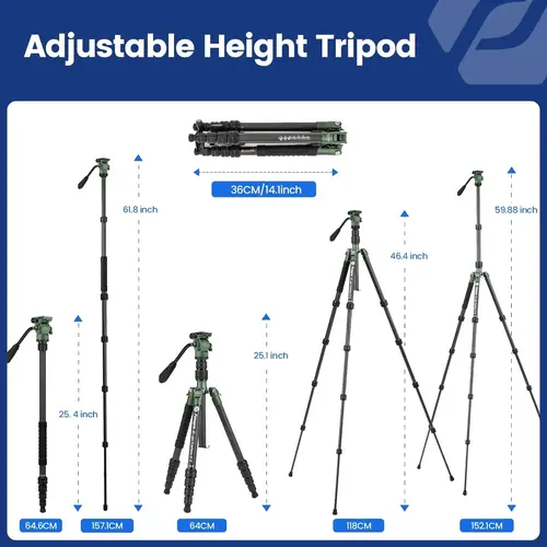 Imagen 2 del producto Fotopro 59 ""trípode de viaje de fibra de carbono trípodes de vídeo compactos monopié desmontable para cámara X-GO E2